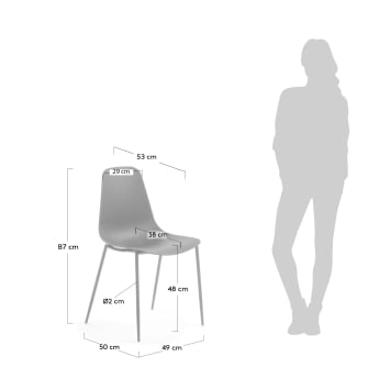 Krzesło Whatts szare ze stalowymi nogami - rozmiary