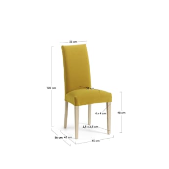 Mustard and natural Freda chair - sizes
