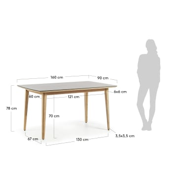 Table Cloe 160 x 90 cm - dimensions