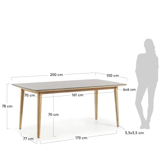 Cloe tafel 200 x 100 cm - maten