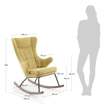 Chaise à bascule Meryl moutarde - dimensions