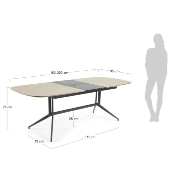 Table extensible Saila 180 (230) x 95 cm - dimensions