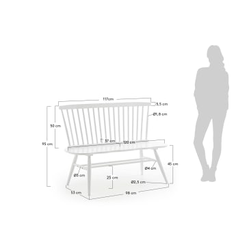 White Slover bench 120 cm - sizes