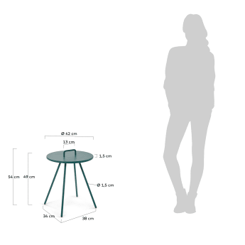Tavolino Accost verde - dimensioni