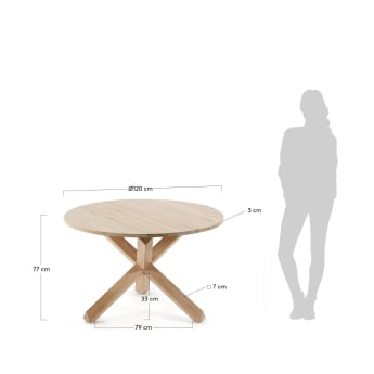 Okrągły stół Lotus Ø 120 cm lite drewno dębowe - rozmiary