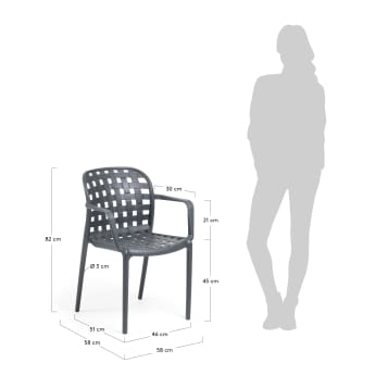 Καρέκλα Isa, σκούρο γκρι - μεγέθη