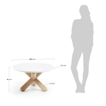 Tavolino da caffè Lotus Ø 65 cm bianco - dimensioni