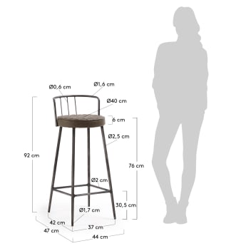 Tivan stool made from steel and faux leather, height 76 cm - sizes