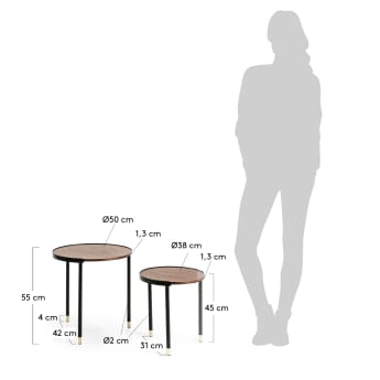 Set Anabel di 2 tavolini Ø 50 / Ø 38 cm - dimensioni