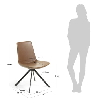 Zeva Stuhl braun und Stahl schwarz - Größen