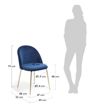 Cadeira Ivonne azul - tamanhos