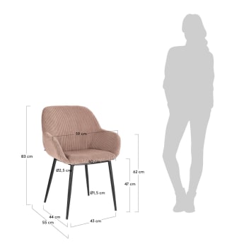 Konna chair in pink wide seam corduroy - sizes