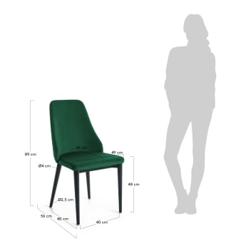 Chaise Rosie en velours vert - dimensions