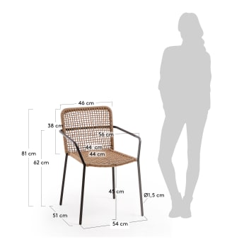 Ellen stapelbarer Stuhl aus beigem Seil und verzinktem Stahl - Größen