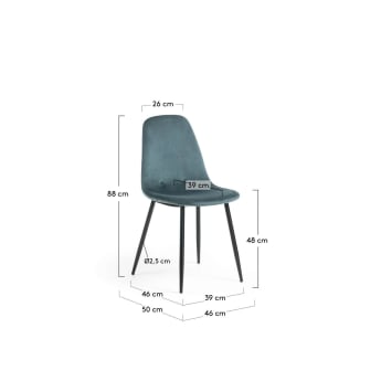 Yaren turquoise velvet chair - sizes