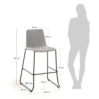 Spotted grey Brianne barstool height 74 cm - sizes