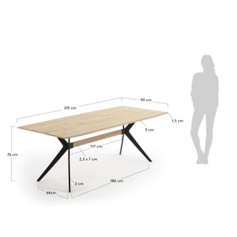 Table Amethyst 215x90 cm blanchie - dimensions