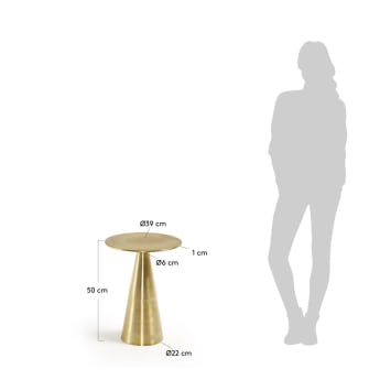 Stolik pomocniczy Rhet z metalu ze złotym wykończeniem Ø 39 cm - rozmiary