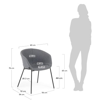 Cadira Yvette gris - mides