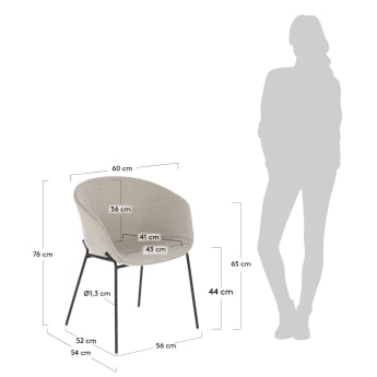Cadeira Yvette cinza-claro - tamanhos