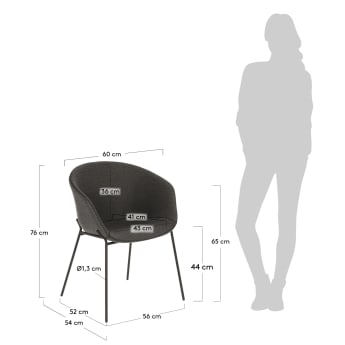 Cadira Yvette gris fosc - mides