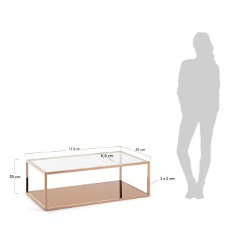 Table basse rectangulaire Greenhill  110 x 60 cm cuivré - dimensions