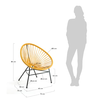 Fauteuil Samantha moutarde - dimensions