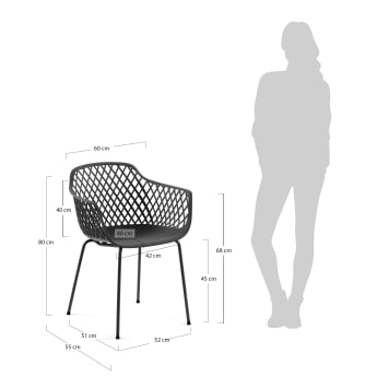Krzesło ogrodowe Quinn szare - rozmiary