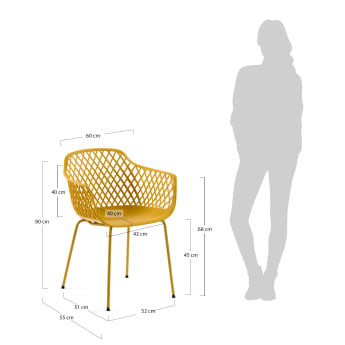 Krzesło ogrodowe Quinn żółte - rozmiary