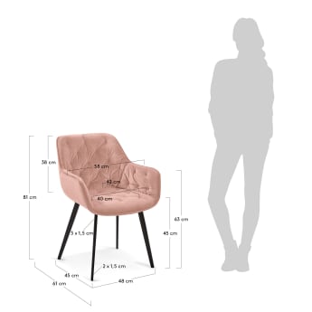 Chaise Mulder velours rose - dimensions