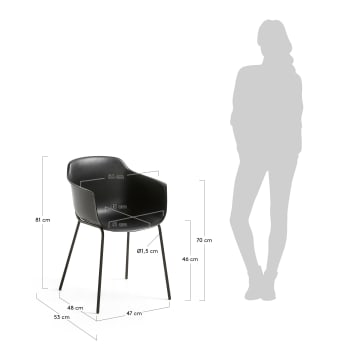 Zwartkleurige stoel Khasumi - maten