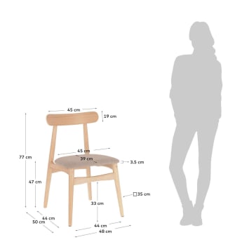 Krzesło Nayme beżowe - rozmiary