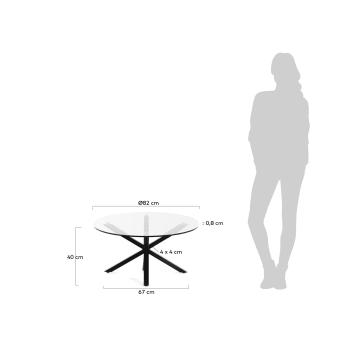 Table basse Argo en verre et pieds en acier noir Ø 82 cm - dimensions