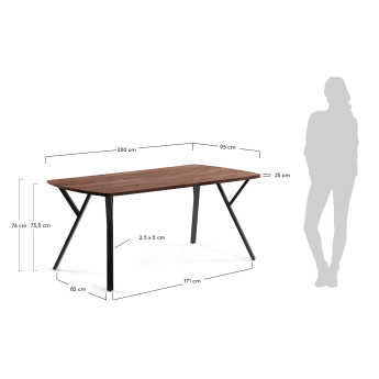 Table Babeli grand modèle 200 x 95 cm - dimensions