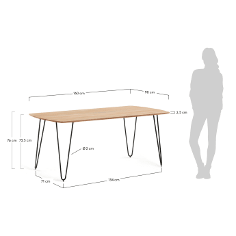 Μικρό τραπέζι Barcli 160 x 90 εκ - μεγέθη