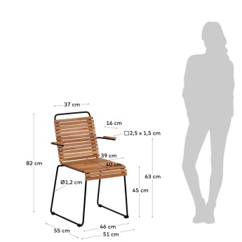 Yukari Stuhl aus massivem Akazienholz und verzinktem Stahl FSC 100% - Größen