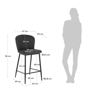 Dark grey Madge 68 cm stool - sizes