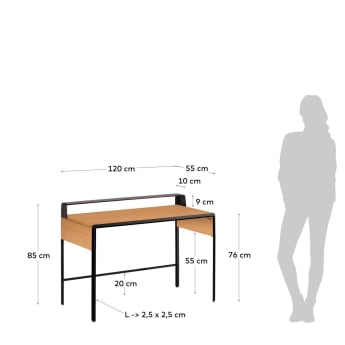Oak wood Nadyria Desk 120 x 55 cm - sizes