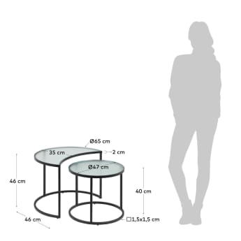 Ensemble Bast de 2 tables d’appoint - dimensions
