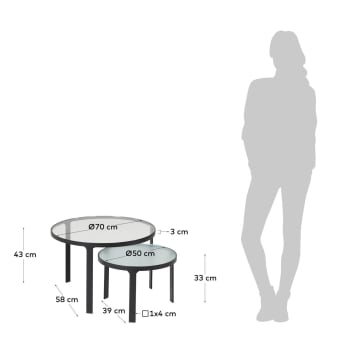 Ensemble Oni de 2 tables d’appoint Ø 70 cm / Ø 50 cm - dimensions