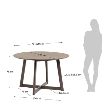 Tavolo allungabile Maryse 70 (120) x 75 cm finitura frassino - dimensioni