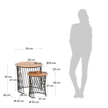 Ensemble Leska de 2 tables d’appoint Ø 50 /Ø 35 cm - dimensions