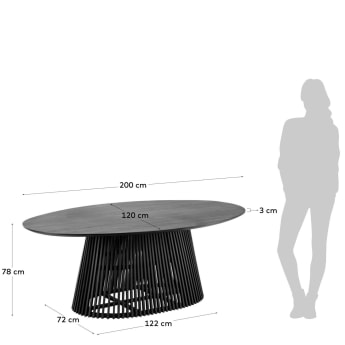 Jeanette Tisch aus massivem schwarzem Mindiholz 200 x 120 cm - Größen