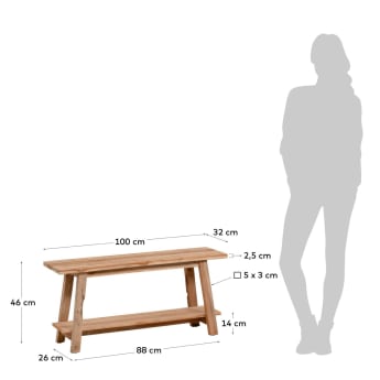 Safara solid recycled teak bench 100 cm - sizes