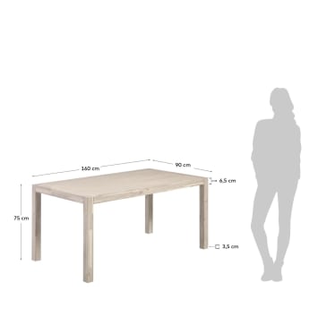 Stół Alen z litego drewna akacjowego 160 x 90 cm - rozmiary