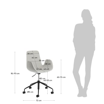 Cadeira de escritório Yolanda cinza claro - tamanhos