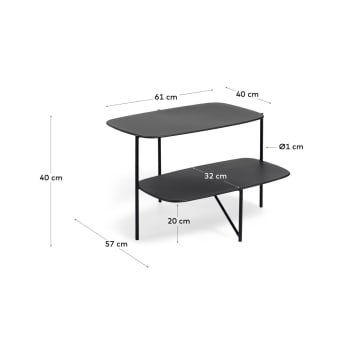 Table d'appoint Wigan métal noir 62 x 58 cm - dimensions