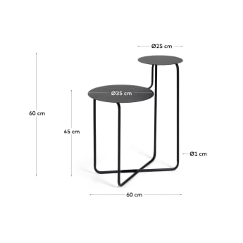 Στρογγυλό βοηθητικό τραπέζι Vidalita 56,5x35εκ, μαύρο μέταλλο - μεγέθη