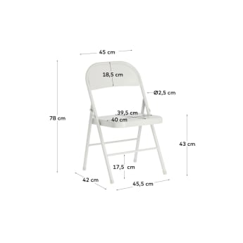 Krzesło składane Aidana z metalu w kolorze jasnoszarym - rozmiary