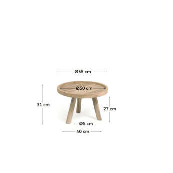 Tavolino Glenda in legno massello di teak Ø 55 cm - dimensioni